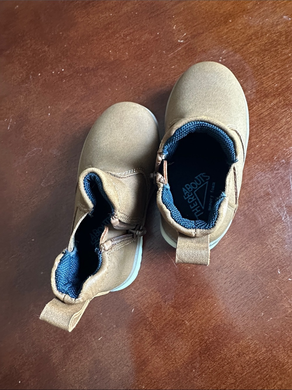 Kids Tan Ankle Boots with Navy Collar — Lil Jacks Thereabouts
